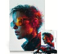 Donna con occhiali da sole, ritratto astratto, puzzle da 1000 pezzi per adolescenti, puzzle cognitivo, rilassante, ideale come regalo invernale (38x52cm)
