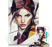 Donna con ritratto geometrico - Puzzle da 1000 pezzi per adulti,gioco di potenziamento mentale,taglio laser per un incastro perfetto,divertimento in famiglia,attività serale (38x26cm)