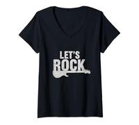 Donna Concerto Let's Rock, Rock'N Roll Maglietta con Collo a V