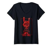 Donna Concerto Rock & Roll Devil's Salute Rocker Maglietta con Collo a V