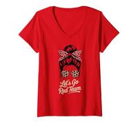 Donna Concorso retrò Let's Go Red Team Field Day Summer Camp Maglietta con Collo a V