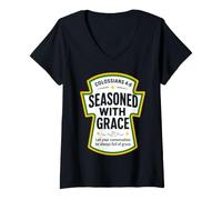 Donna Condito con Grace Colossesi 4:6 Condimenti Cristiani Maglietta con Collo a V