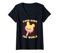 Donna Cone-Quer Il Mondo Kawaii Bunny Ice Pop Maglietta con Collo a V