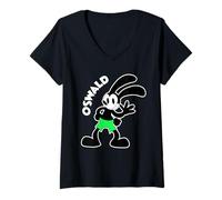 Donna Coniglio Oswald Che saluta Hello Coniglietto Vintage Maglietta con Collo a V
