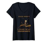 Donna Connecticut Territory Insect La mantide Europea Maglietta con Collo a V