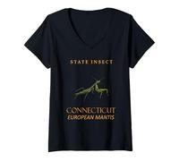 Donna Connecticut Territory Insetto La Mantide Pregante Maglietta con Collo a V
