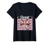 Donna Cono Gelato Girl Mom Coquette Rosa Sweet Summer Time Maglietta con Collo a V