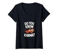 Donna Conosci Karma - Spooky Carino Umorismo Maglietta con Collo a V