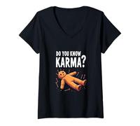 Donna Conosci Karma - Spooky Carino Umorismo Maglietta con Collo a V