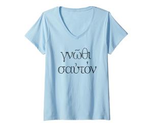 Donna Conosci te stesso (Gnothi Seauton) Maglietta con Collo a V