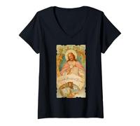 Donna Consacrazione al Sacro Cuore di Gesù Vintage Cattolico Maglietta con Collo a V