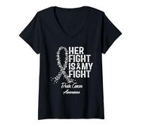 Donna Consapevolezza del cancro al cervello La sua lotta è il mio supporto alla lotta Maglietta con Collo a V