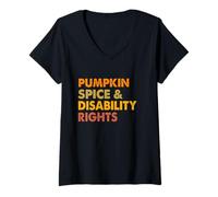 Donna Consapevolezza della disabilità dei Diritti della disabilità e delle spezie di Zucca Maglietta con Collo a V