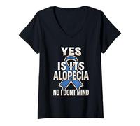 Donna Consapevolezza dell'alopecia Alopecia Areata Supporto per la Perdita dei Capelli Maglietta con Collo a V