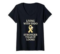 Donna Consapevolezza dellendometriosi Supporto Sanitario delle Donne Endo Warrior Maglietta con Collo a V