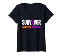 Donna Consapevolezza sulla violenza Domestica - Sopravvissuto alla violenza Domestica Maglietta con Collo a V