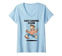 Donna Console Portatile retrò Cozy Gaming Club Maglietta con Collo a V