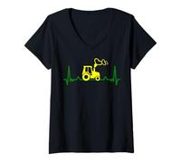Donna Contadini camicia battito cardiaco fattorie agricoltori agricoltura agricoltura Maglietta con Collo a V
