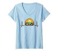 Donna Contadini camicia tramonto fattorie agricoltori agricoltura agricoltura Maglietta con Collo a V