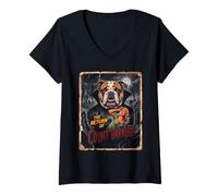 Donna Conte Barkula Halloween Bulldog Vampire Horror Maglietta con Collo a V