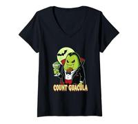 Donna Conte Guacula Divertente Avocado Vampiro Gioco di Parole Halloween Maglietta con Collo a V