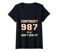 Donna Continua 9 8 7 Divertente Retro Arcade Countdown Gamer Maglietta con Collo a V