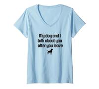 Donna Conversation with my dog design Maglietta con Collo a V