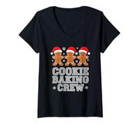 Donna Cookie Baking Crew Matching Natale Maglietta con Collo a V