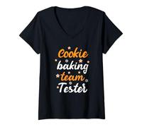 Donna Cookie Baking Team Tester Biscotti Christmas Maglietta con Collo a V