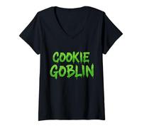 Donna Cookie Goblin Cookie Cookie Divertenti con Chip al Cioccolato O Farina D'AVENA Maglietta con Collo a V