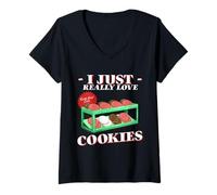 Donna Cookie Lover I Just Really Love Cookies Pastry Chef Baker Maglietta con Collo a V