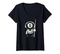 Donna Cool 8 Ball Robot, Modern Pool Black 8 Street Art Design Maglietta con Collo a V