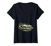 Donna Cool Alligator Coccodrillo Amante Uomini Donne Bambini Vintage Gator Maglietta con Collo a V