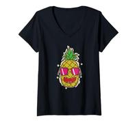 Donna Cool Ananas Occhiali da Sole Maglietta con Collo a V