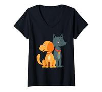 Donna Cool Best Friends Meme Amicizia Cane Cucciolo Uomini Donne Bambini Maglietta con Collo a V