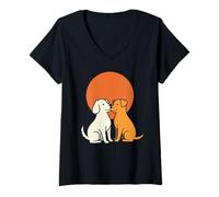 Donna Cool Best Friends Meme Amicizia Cane Cucciolo Uomini Donne Bambini Maglietta con Collo a V