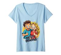 Donna Cool Best Friends Meme Amicizia e Amore Uomini Donne Bambini Maglietta con Collo a V