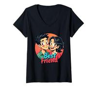 Donna Cool Best Friends Meme Amicizia e Amore Uomini Donne Bambini Maglietta con Collo a V