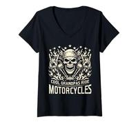 Donna Cool Biker Grandpas Ride Motociclette Equitazione Rider Maglietta con Collo a V