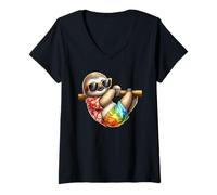 Donna Cool Bradipo Occhiali da Sole Tropical Beach Vibes Maglietta con Collo a V