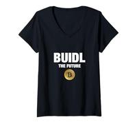 Donna Cool Build Bitcoin Cryptocurrency, Bitcoin Buidl the Future Maglietta con Collo a V