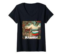 Donna Cool Bulgaria Natura e Wild View con Lynx Graphic Look Maglietta con Collo a V