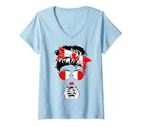 Donna Cool Canadian Coffee Mamma Mamma Ragazza Zia Canada Bandiera Grafica Maglietta con Collo a V