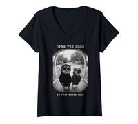 Donna Cool Cat Pug - Occhiali da Sole con Cappuccio e spioncino Maglietta con Collo a V