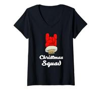 Donna Cool Christmas Squad Illustration Novelty Graphic Designs Maglietta con Collo a V