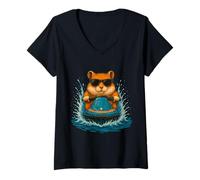 Donna Cool criceto con occhiali da sole Pet Jet Ski Rider Summer Vibes Maglietta con Collo a V