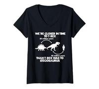 Donna Cool Dinosaur Stuff T-Rex Stegosaurus Prehistoric Science Maglietta con Collo a V