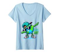 Donna Cool Earth Dabbing Divertente Pianeta Dab Giornata della Terra Ecologia amanti Maglietta con Collo a V