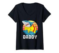 Donna Cool Funny Daddy, Strong Muscles Shark, Best Dad Ever Fun Maglietta con Collo a V