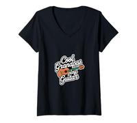 Donna Cool Grandpas Play Guitar Musica del nonno chitarrista ||- Maglietta con Collo a V